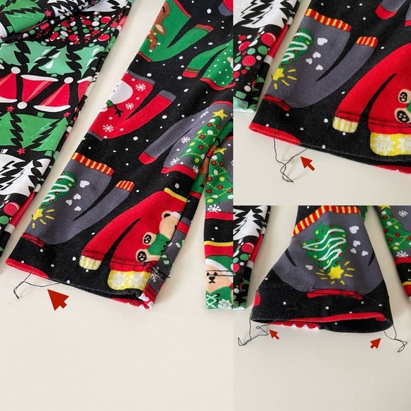 No Boundaries Christmas Holiday-Themed Red and Green Juniors Leggings Set of 2 - Picture 4 of 12